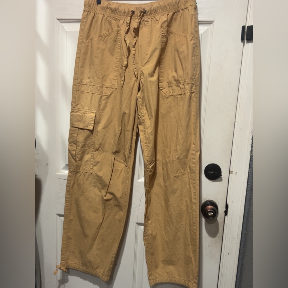 Happily Grey baggy utility shorts in a warm tan color made from 100% cotton